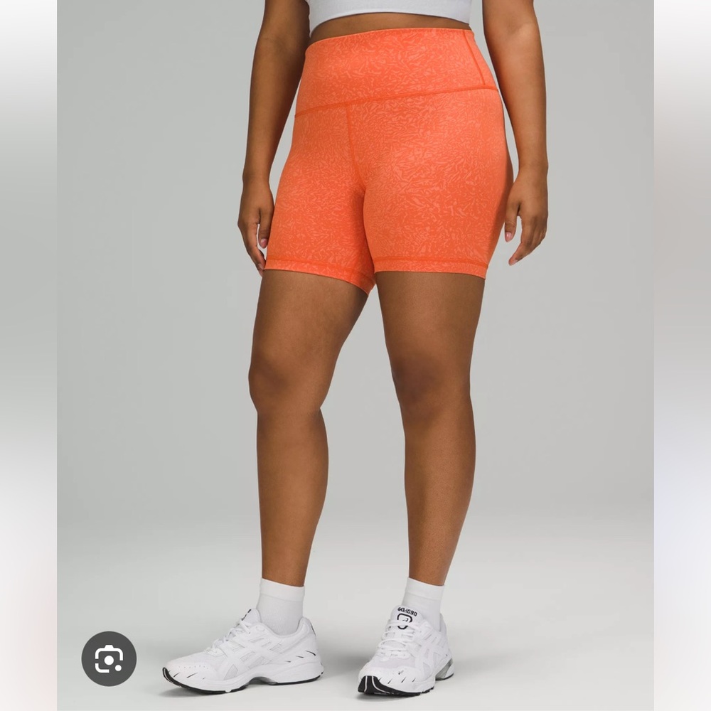 Lululemon Athletica Women's Wunder Under High Rise 6 inch Shorts in Coral